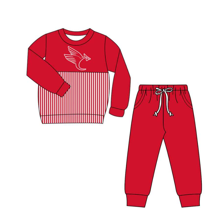 X1.12 Preorder(moq 5)Baby Boys Eagles Stripe Top Pockets Jogger Pants Team Clothes Sets