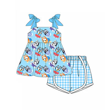 5.5 Girls Summer Bluey Suspender Suit