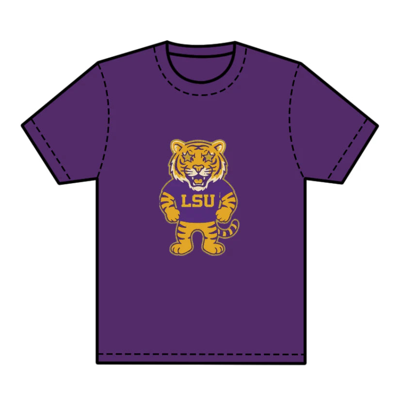 8.1preorder(moq 5) Baby Boys Purple Short Sleeves Tigers LSU Team Tee Shirts Tops