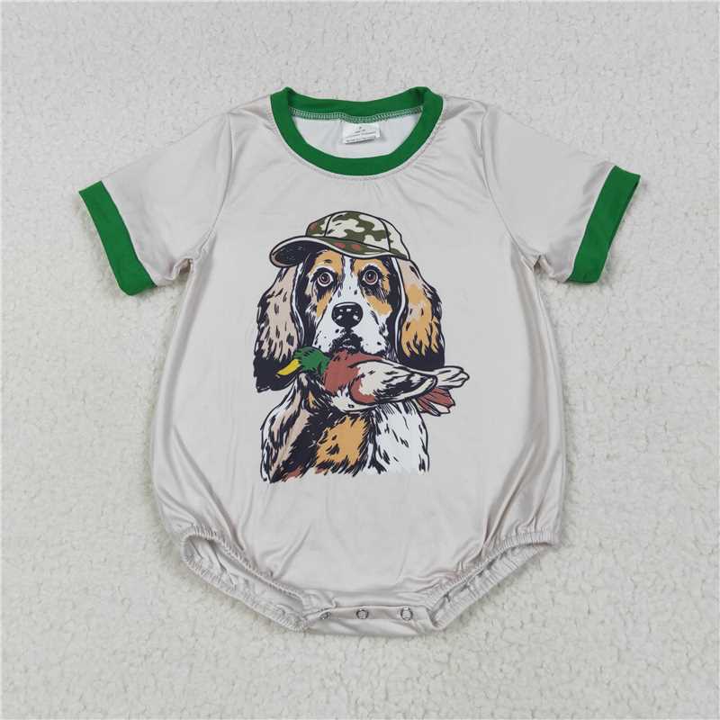 7.8 SR3091 Camouflage cap, puppy, duck, brown and green short-sleeved jumpsuit