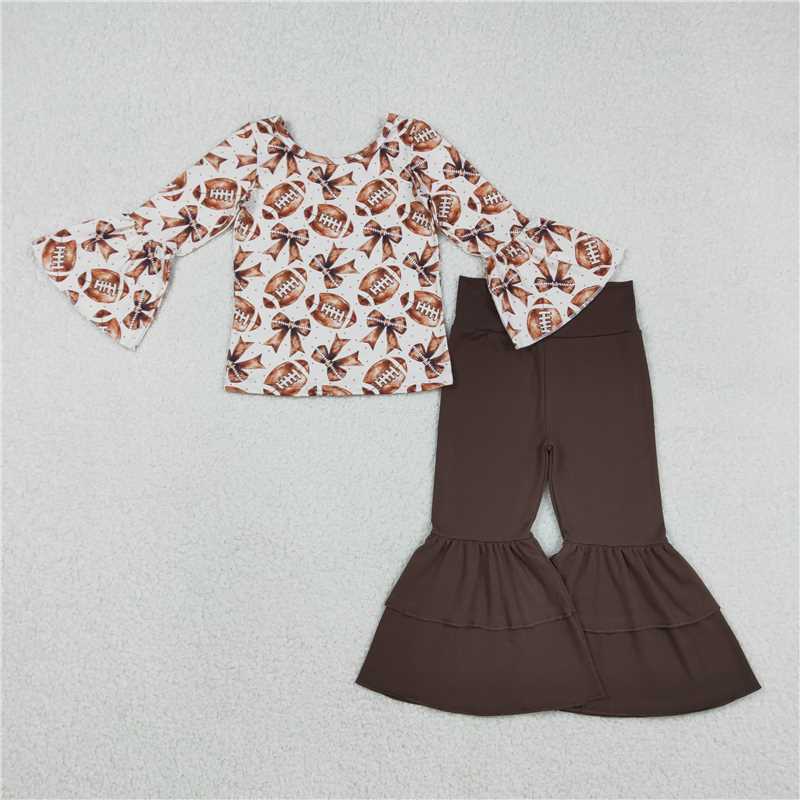 X12.24 GLP2787 Long-sleeved brown trouser suit with football bow pattern