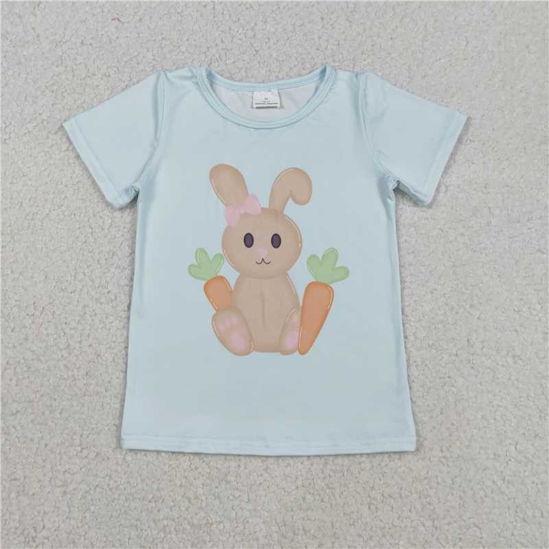 X12.24 GT1395 Rabbit and Carrot Blue-Green Short-Sleeve Top