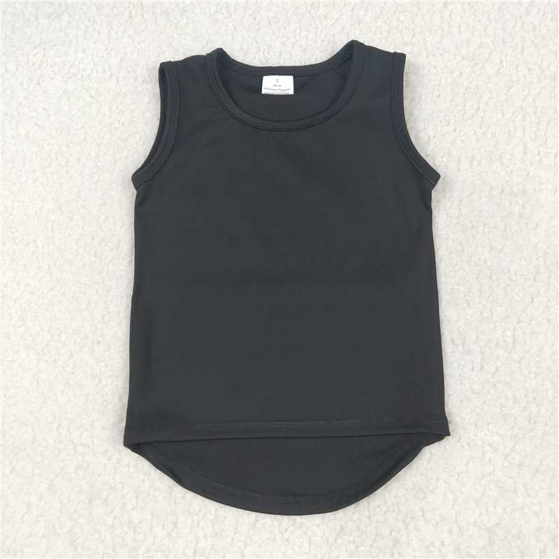 5.19 GT0987 Solid black sleeveless yoga top