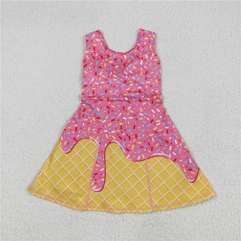 6.12 GSD2417 Waffle Ice Cream Pink Yoga Sleeveless Dress