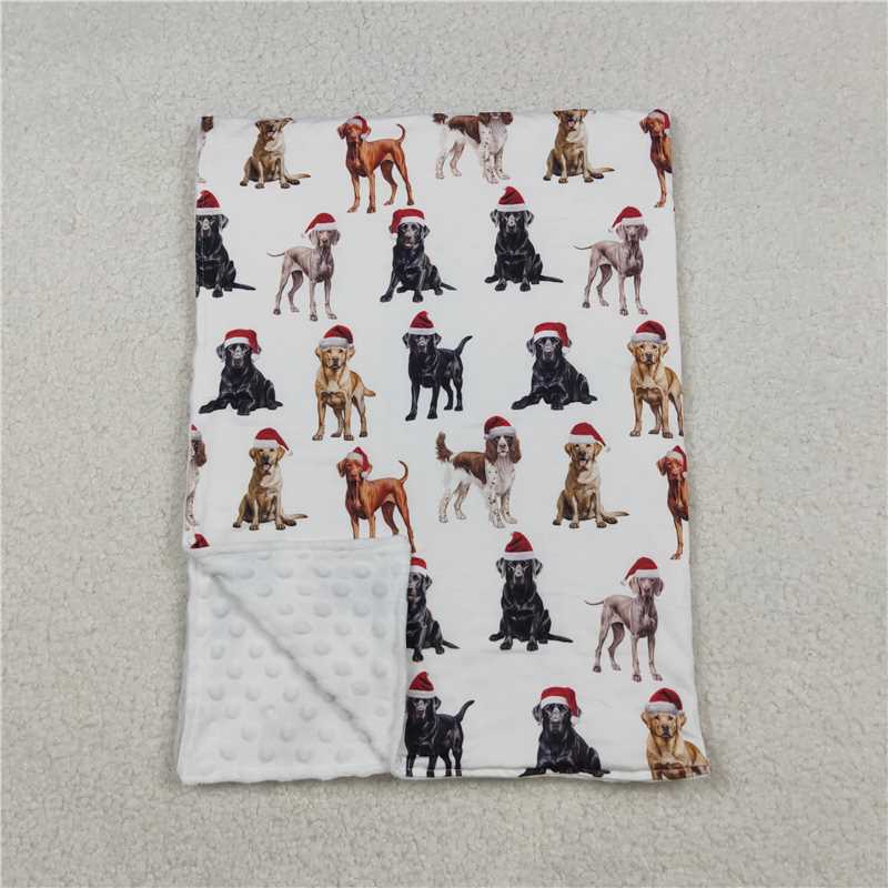 X10.10BL0176 Christmas Puppy White Baby Blanket