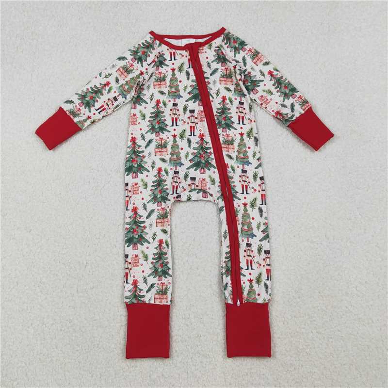 X107 LR2507 Nutcracker Christmas Tree Zipper Long-Sleeved Bodysuit