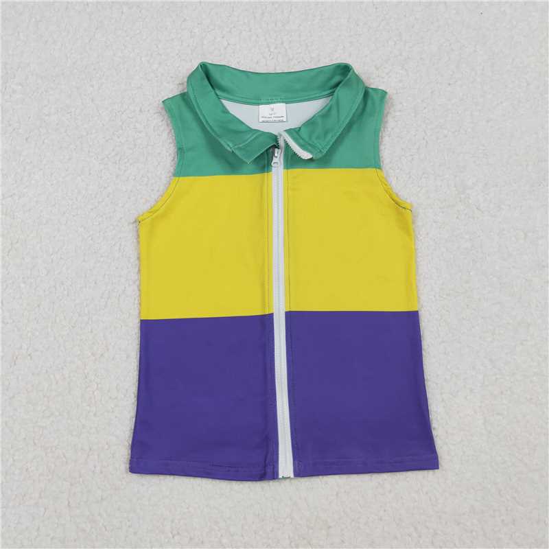 X10.11 BT1157 Carnival green, yellow, and purple zippered vest