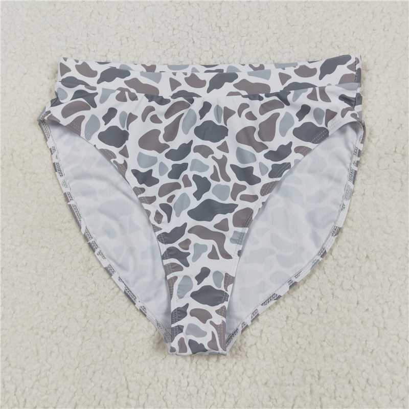 6.11 S0557 Adult female brown and gray camouflage swimsuit briefs