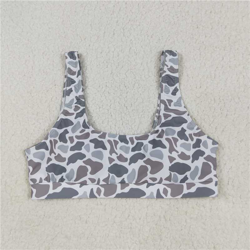 6.11 S0556 Adult female brown and gray camouflage swimsuit vest