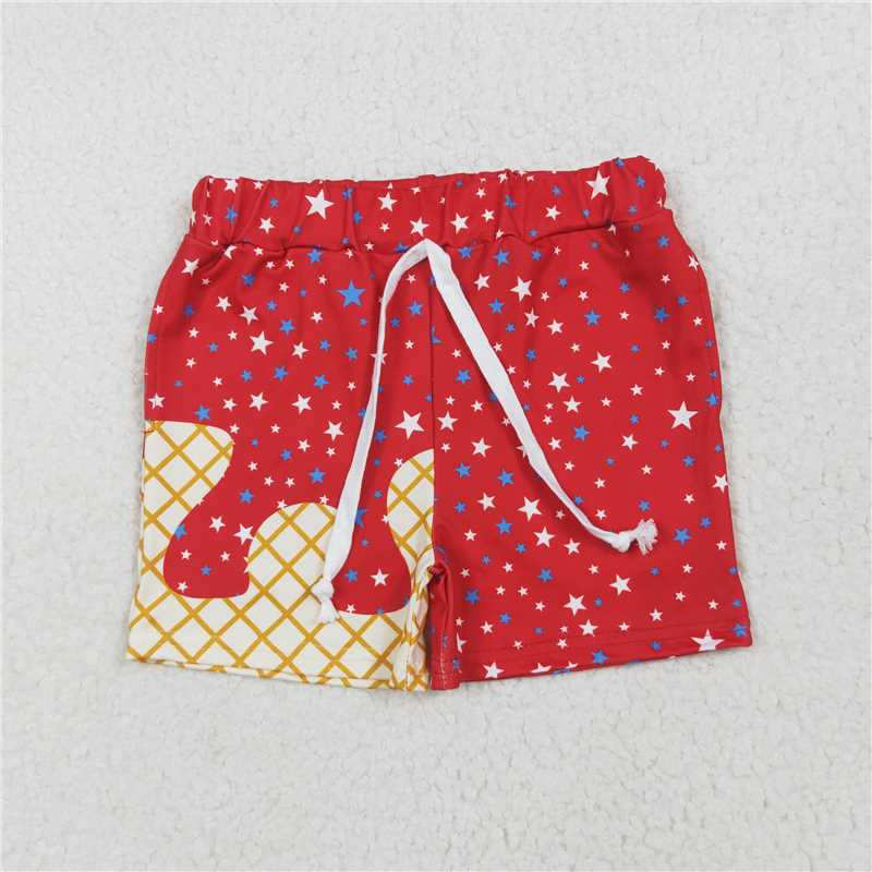 6.14 SS0612 National Day Waffle Star Red Pocket Shorts