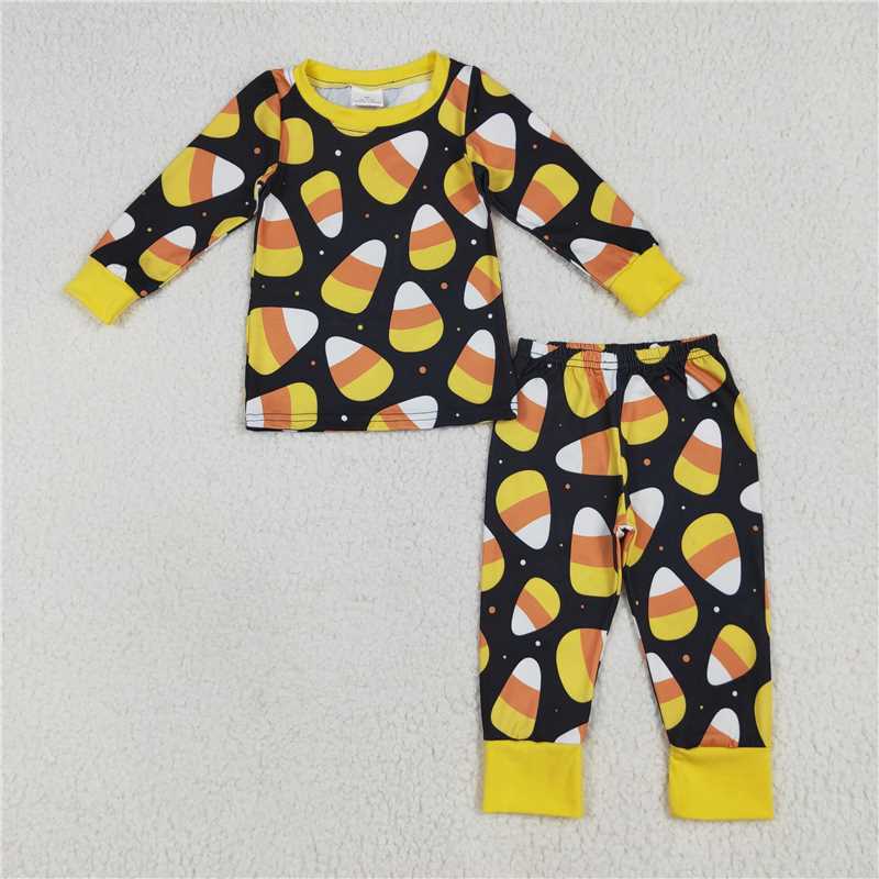 6.24 BLP1066 Halloween Candy Black Long Sleeve Long Pants Pajama Set
