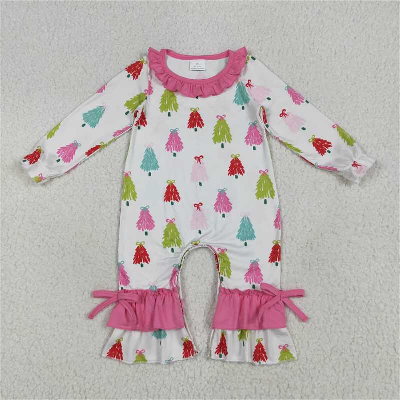 6.23 LR2280 Christmas tree rose red bow lace long-sleeved jumpsuit