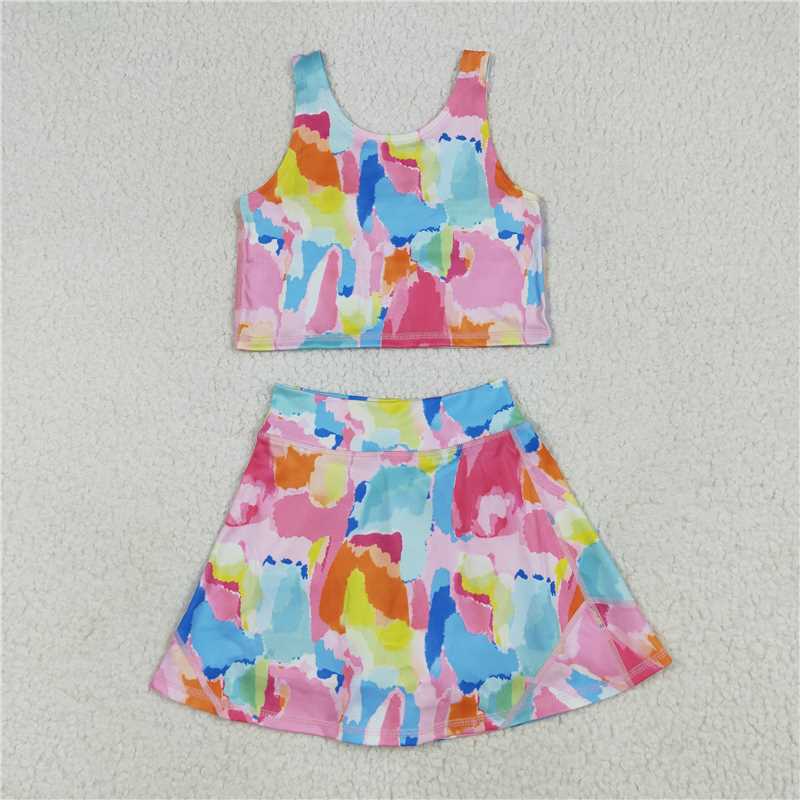 6.23 GSD2625 Colorful vest pants skirt yoga set