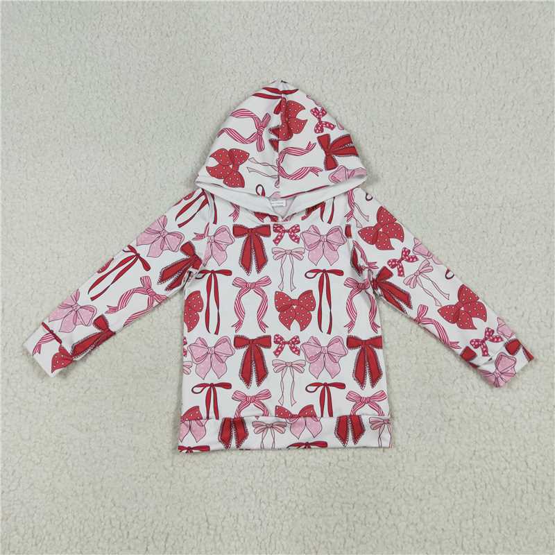 7.8 GT1059 Pink bow pattern hooded long-sleeved top