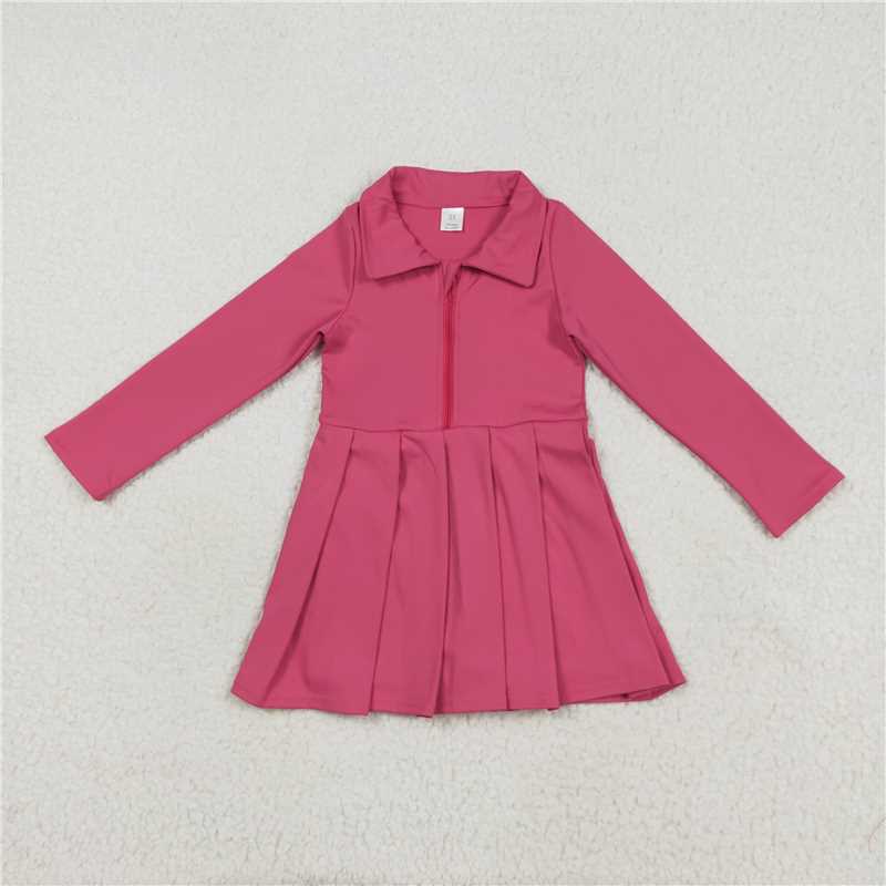 7.25 GLD1146 Pure rose red zipper long-sleeved yoga dress