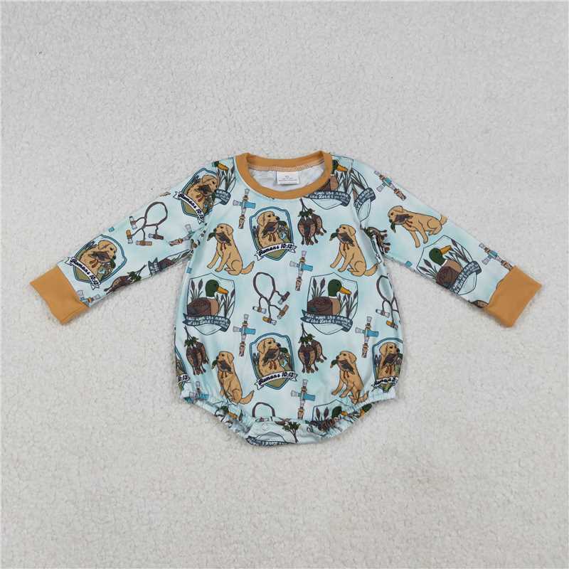 X10.13 LR2439 Duck and Puppy Brown-Green Long-Sleeved Bodysuit
