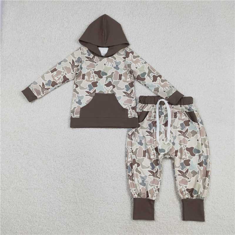 X1.6 BLP1403 Duck & Deer Hunting Camouflage Pocket Hooded Long-Sleeved Pants Suit