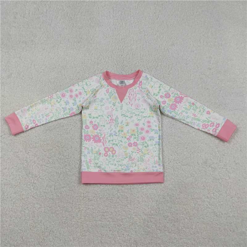 X12.26 GT1299 Floral and Leaf Pinkish-White Yoga Long-Sleeved Top