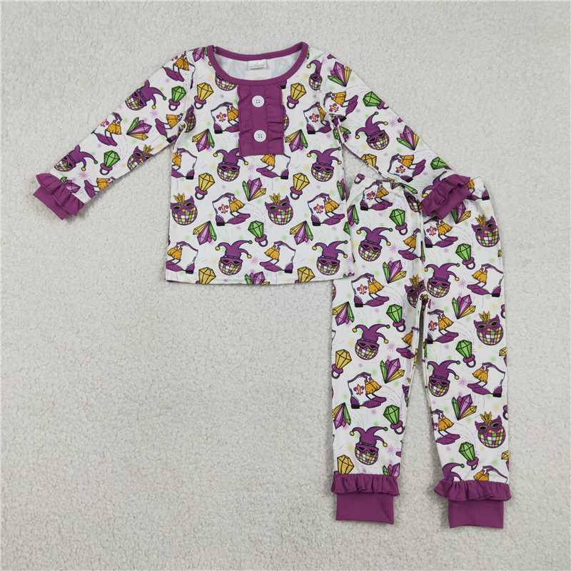 X1.8 GLP2113 Carnival Disco Mask Boots Purple Lace White Long-Sleeved Pants Pajama Set