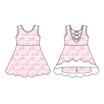 5.24 Pink Bow Flower Sleeveless Dress