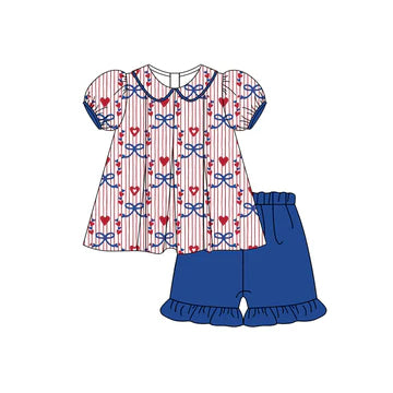 5.6 Blue Bow Heart Short Sleeve Suit