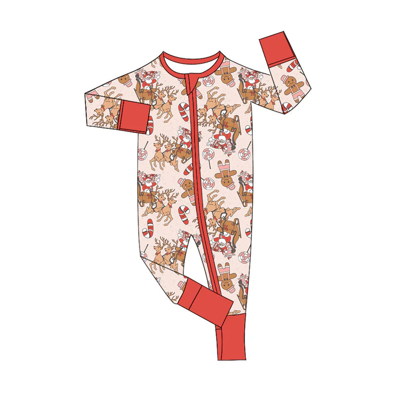 8.6Preorder(moq 5)Baby Infant Boys Long Sleeves Deer Truck Santa Christmas Zipper Rompers