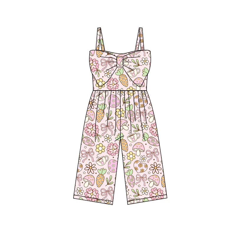 X11.25Preorder (moq 5)Baby Girls Strap Bows Carrots Eggs Flowers Easter Pants Jumpsuits