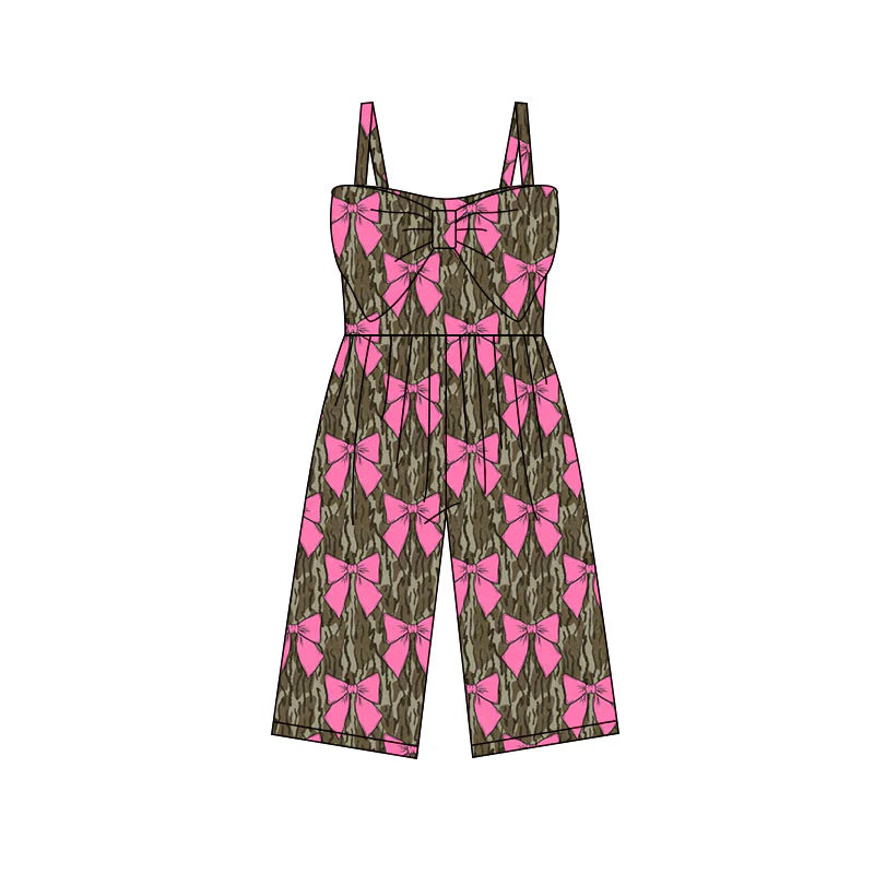 X11.25Preorder (moq 5)Baby Girls Southern Olive Camo Bows Easter Pants Jumpsuits