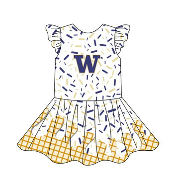 4.29 Letter W Girls Summer Knee-Length Dress