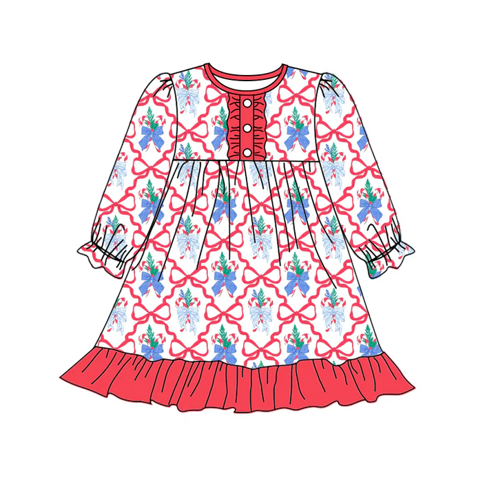 5.20 Christmas tree red long-sleeved dress