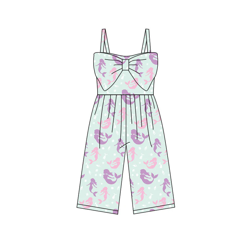 X11.25Preorder (moq 5)Baby Girls Strap Mermaid Shells Starfishes Pants Jumpsuits