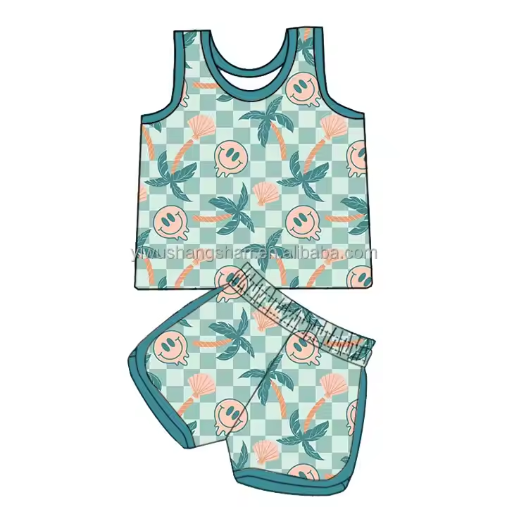 5.13 Smiley Coconut Tree Short Sleeve Suit