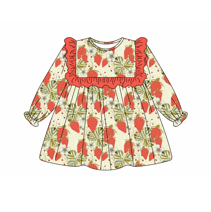 5.20 Strawberry Short Neck Long Sleeve Dress