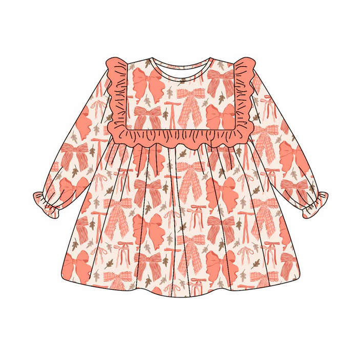 5.20 Orange Bow Long Sleeve Dress