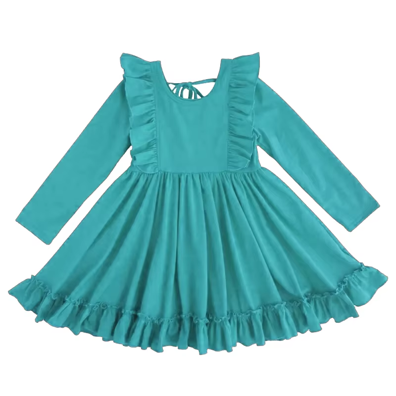 6.19 solid blue long-sleeved dress