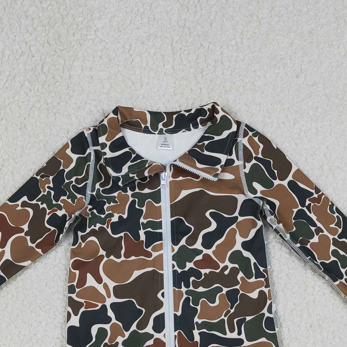4.1 GT1315 Baby Girls Southern Dark Brown Camo Yoga Active Zip Ruffle Jackets Top