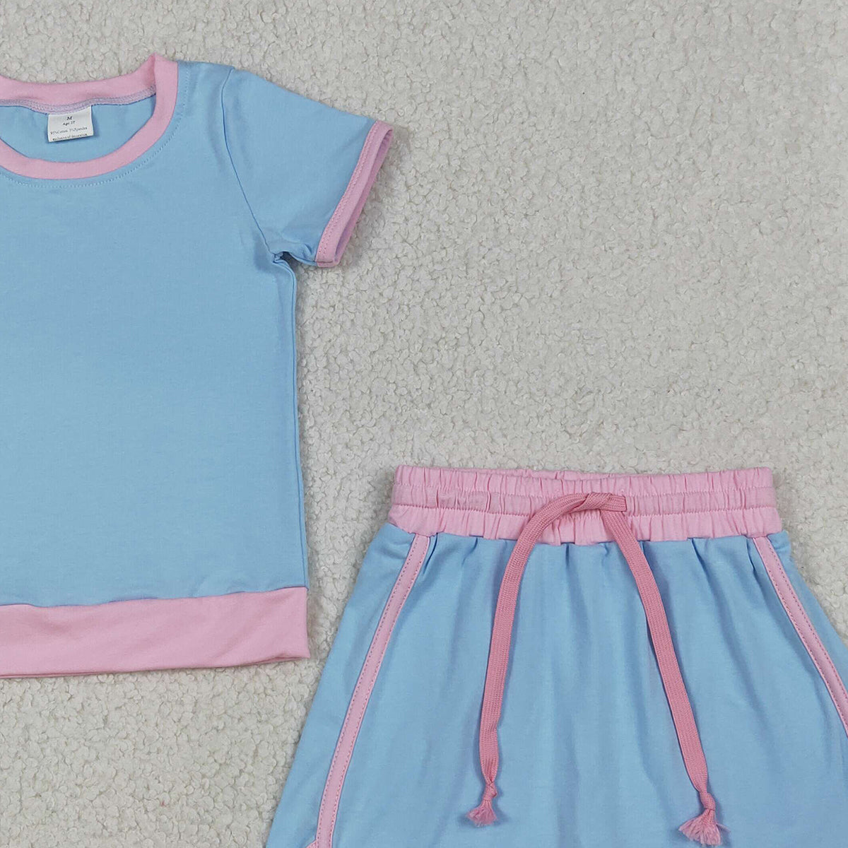 3.31 GSD3671 Baby Girls Blue Short Sleeve Top Skirt Shorts Cotton Clothes Sets