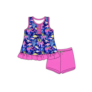 5.6 Rose Red Fish Bow Short Sleeve Suit