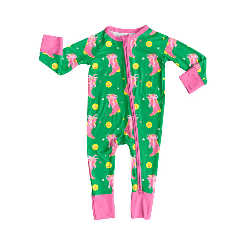 8.4Preorder(moq 5)Baby Infant Boys Bows Boots Smiles Plaid Zipper Rompers