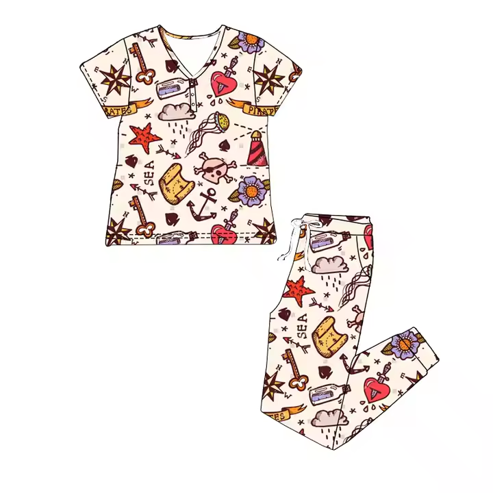 6.21 Star Letter Short Sleeve Pants Suit