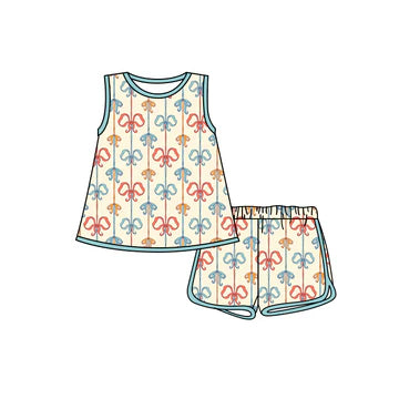 5.6 Colorful Sleeveless Bow Suit