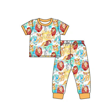 5.26 Cartoon lion short-sleeved trousers suit