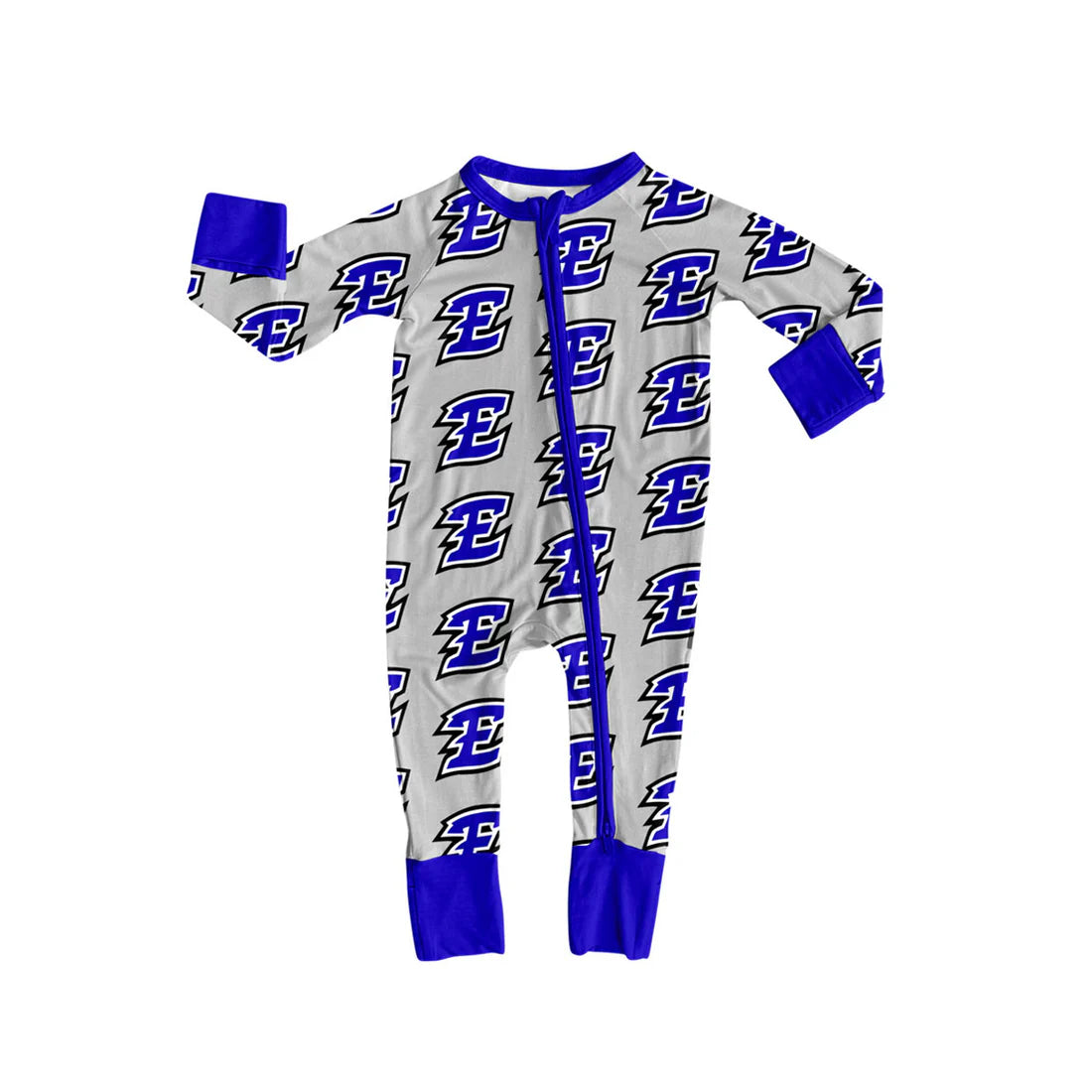 7.19Preorder(moq 5)Baby Infant Grey E Team Zip Rompers
