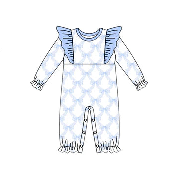 5.23 Small blue bow flying sleeves toddler clothes