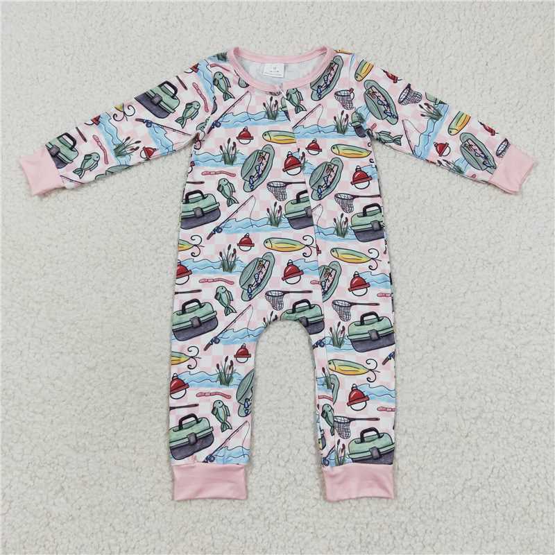4.15zipper romper fishing girls jumpsuit baby clothes