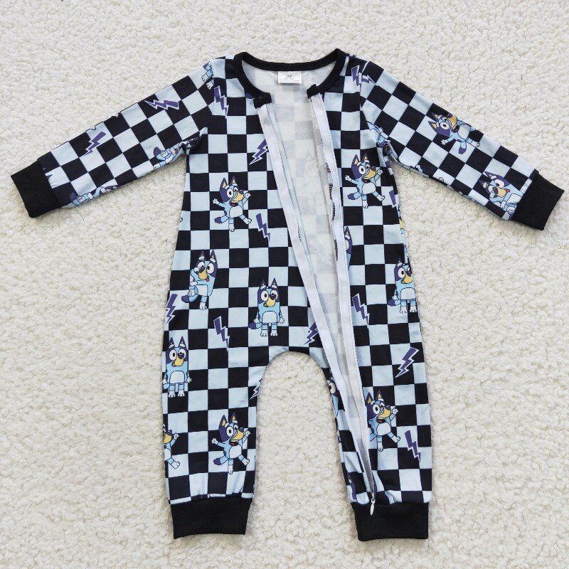 4.15zipper romper blue dogs jumpsuit baby clothes