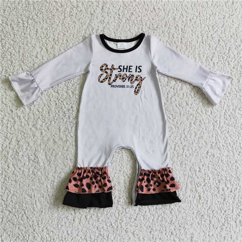 she is strong long sleeve baby jumpsuits girls baby rompers