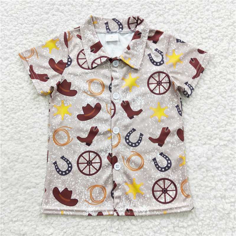 4.19west shoes short sleeve shirt boys summer polo tops