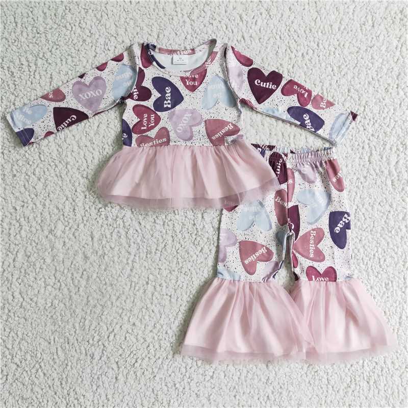 GLP0340 Girls love you bae mesh long sleeves and pants suit