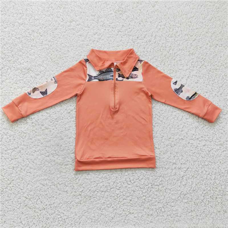 4.15zipper pullover fishing boys shirt kids tops